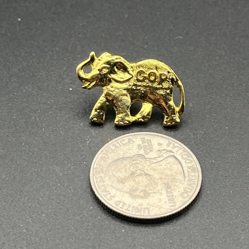 GOP Republican Party‎ Elephant Gold Tone Lapel Hat Pin
